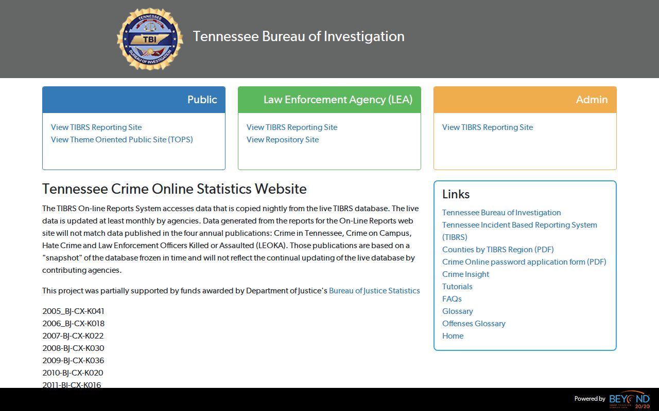 Marshall County criminal record research in the TBI CrimeInsight portal