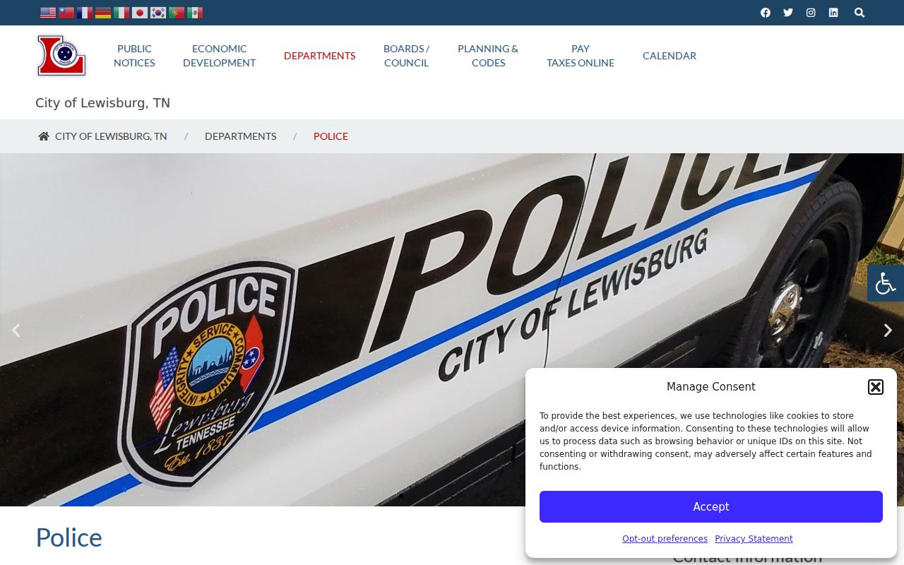 Lewisburg criminal records information on the official police department page
