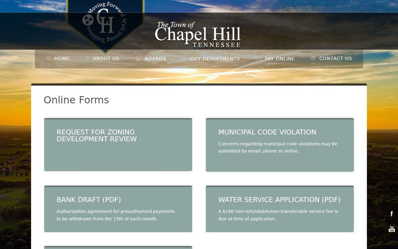Chapel Hill criminal and crash record forms on the official town forms page