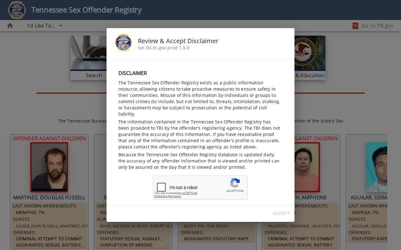 Marshall County sex offender registry public search landing page