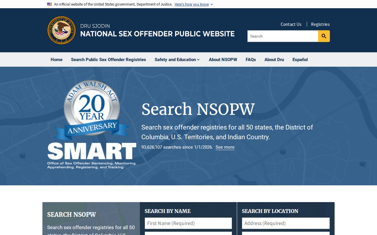 Marshall County sex offender records in the national NSOPW search