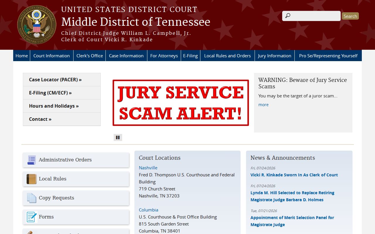 Marshall County federal court case records in the Middle District of Tennessee